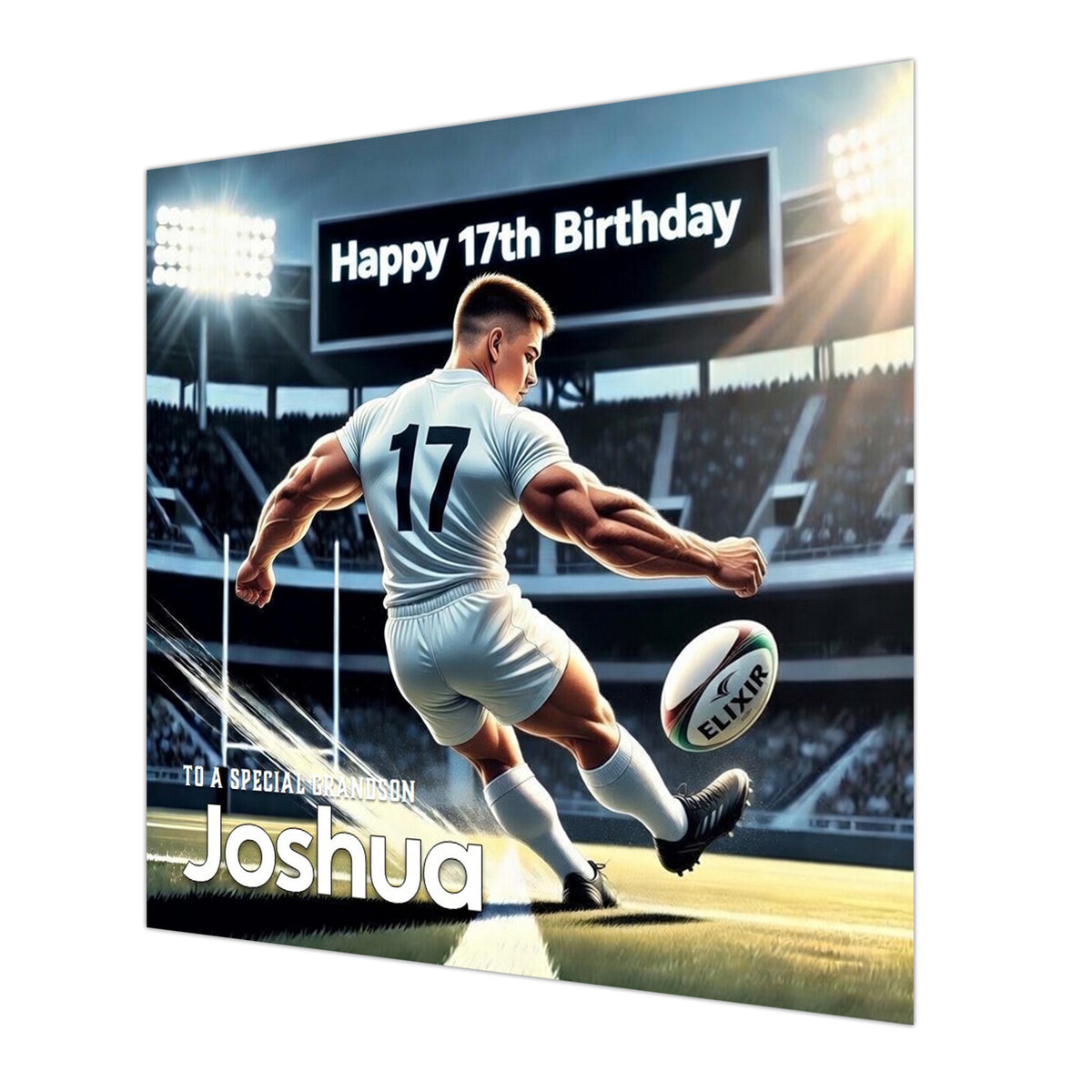 17th Rugby Birthday Card for Boys Personalised, Grandson, Son, Nephew,