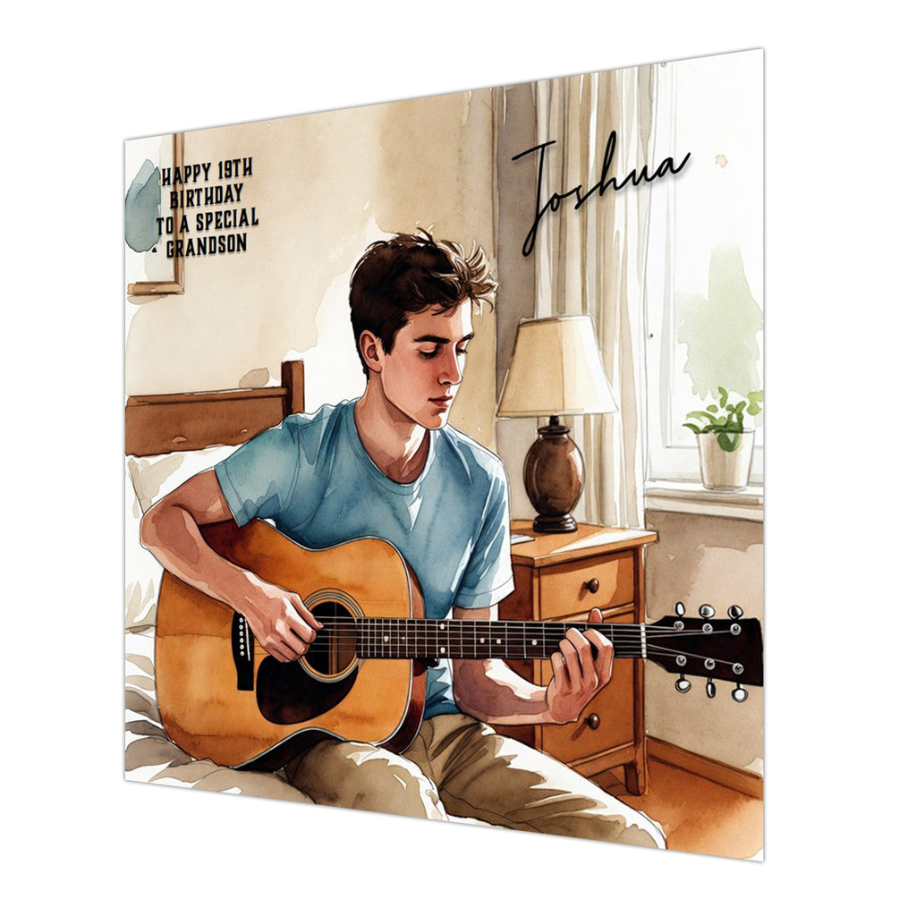 Guitar Birthday Card, Boys, Personalised, Son, Grandson, Music, Brother,