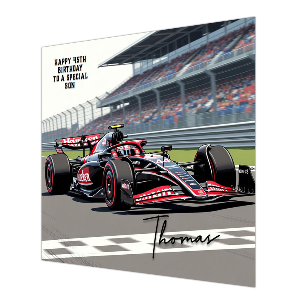 Car Racing Birthday Card, Men, Personalised, Husband, Dad, Son, Grandson