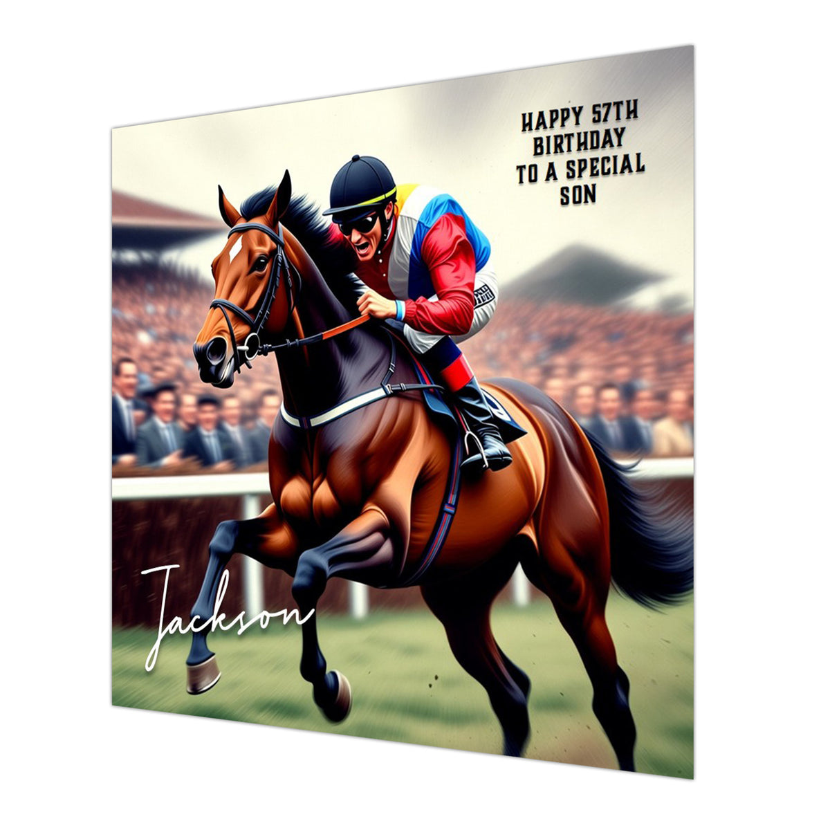 Horse Racing Birthday Card, Men, Personalised, Husband, Dad, Son, Uncle