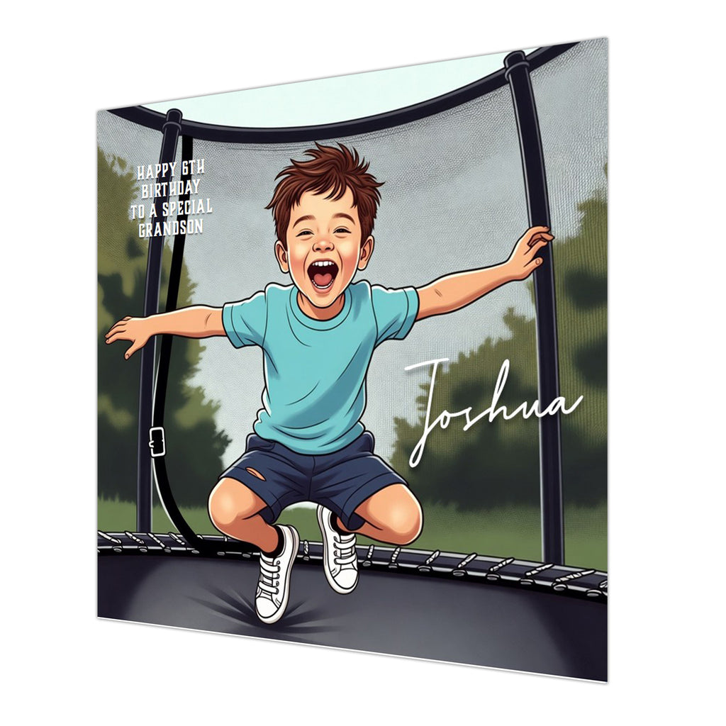 Trampoline Birthday Card for Boys, Personalised, Son, Grandson, Nephew