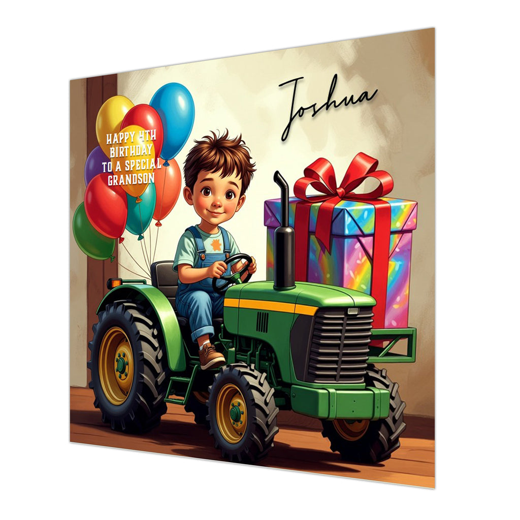 Tractor Birthday Card for Boys, Personalised, Son, Grandson, Nephew