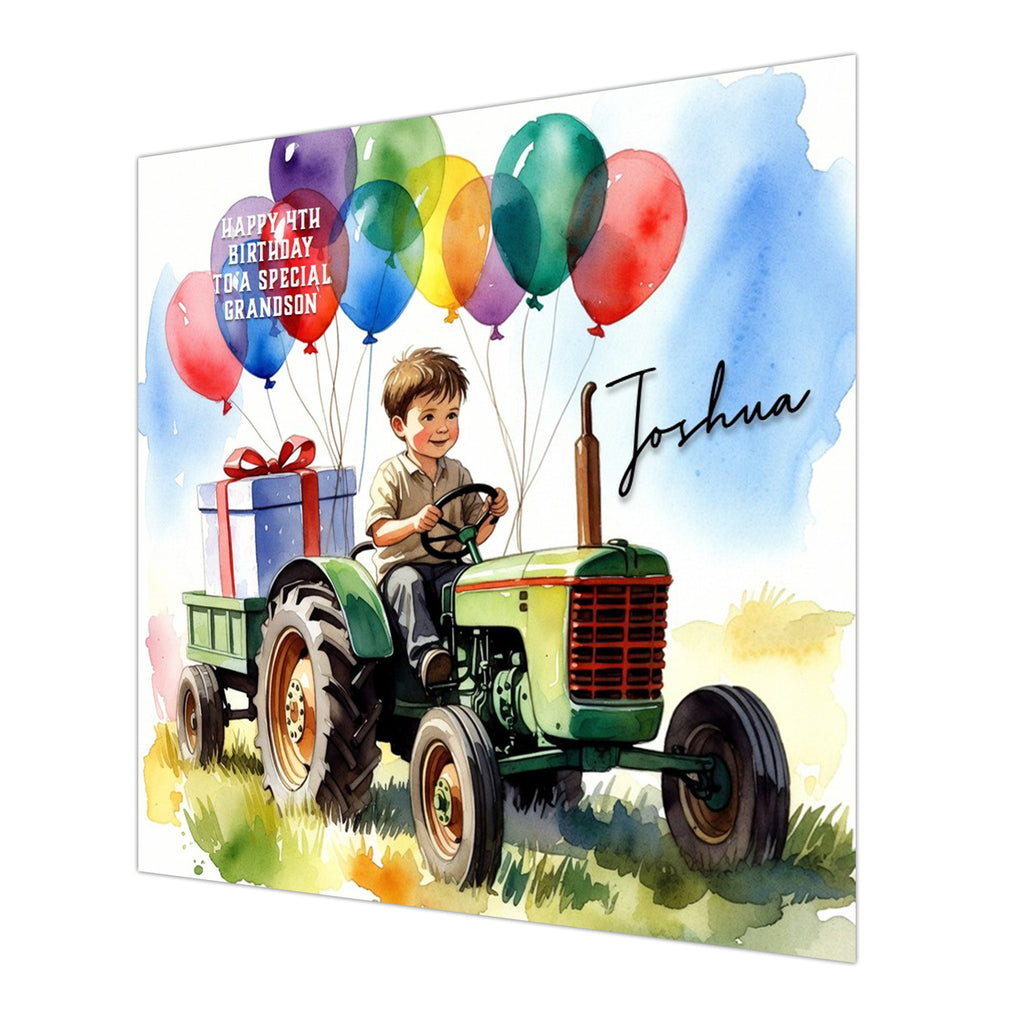 Tractor Birthday Card for Boys, Personalised, Son, Grandson, Nephew