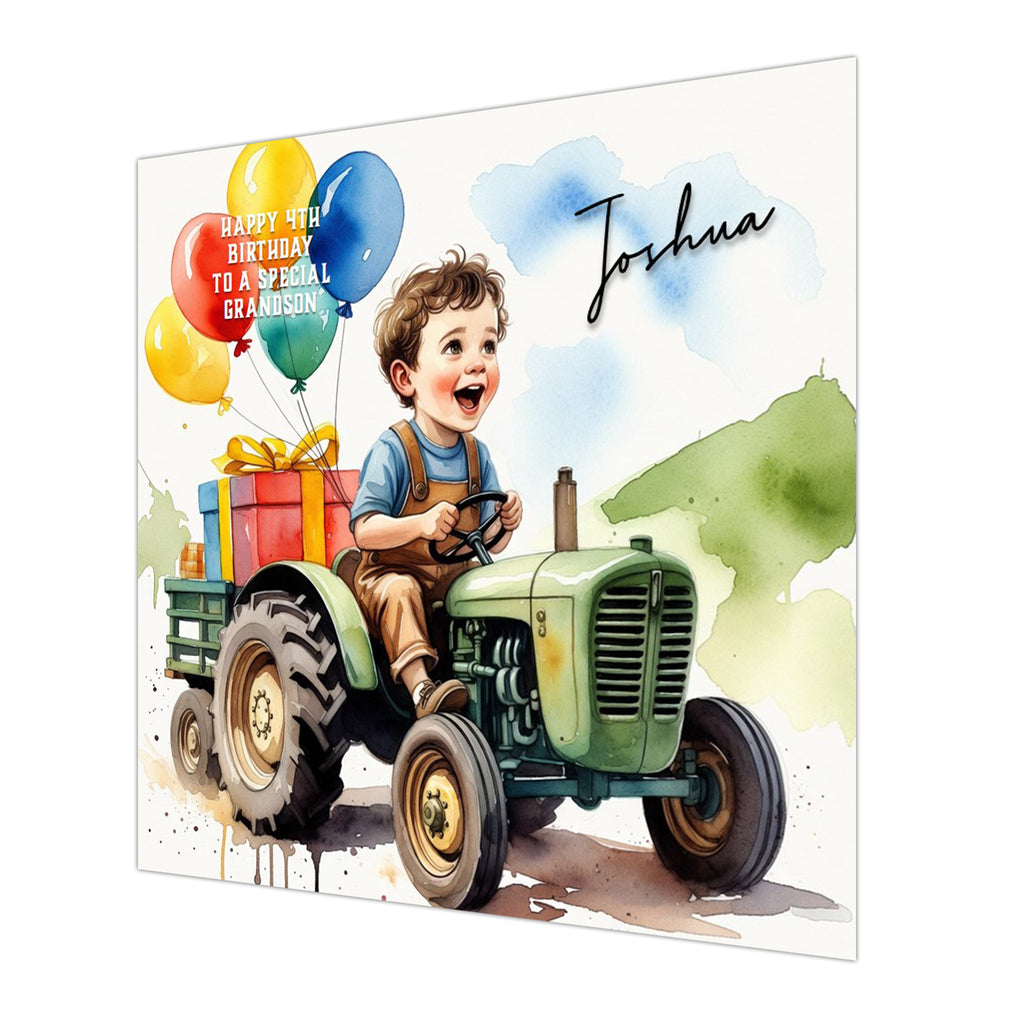 Tractor Birthday Card for Boys, Personalised, Son, Grandson, Nephew