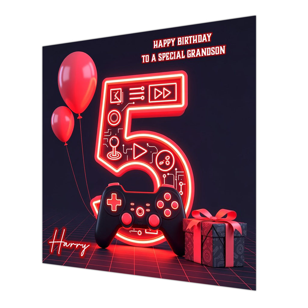 5th Gamer Birthday Card For Boys, Grandson, Son, Nephew, Brother, Gaming, Personalised
