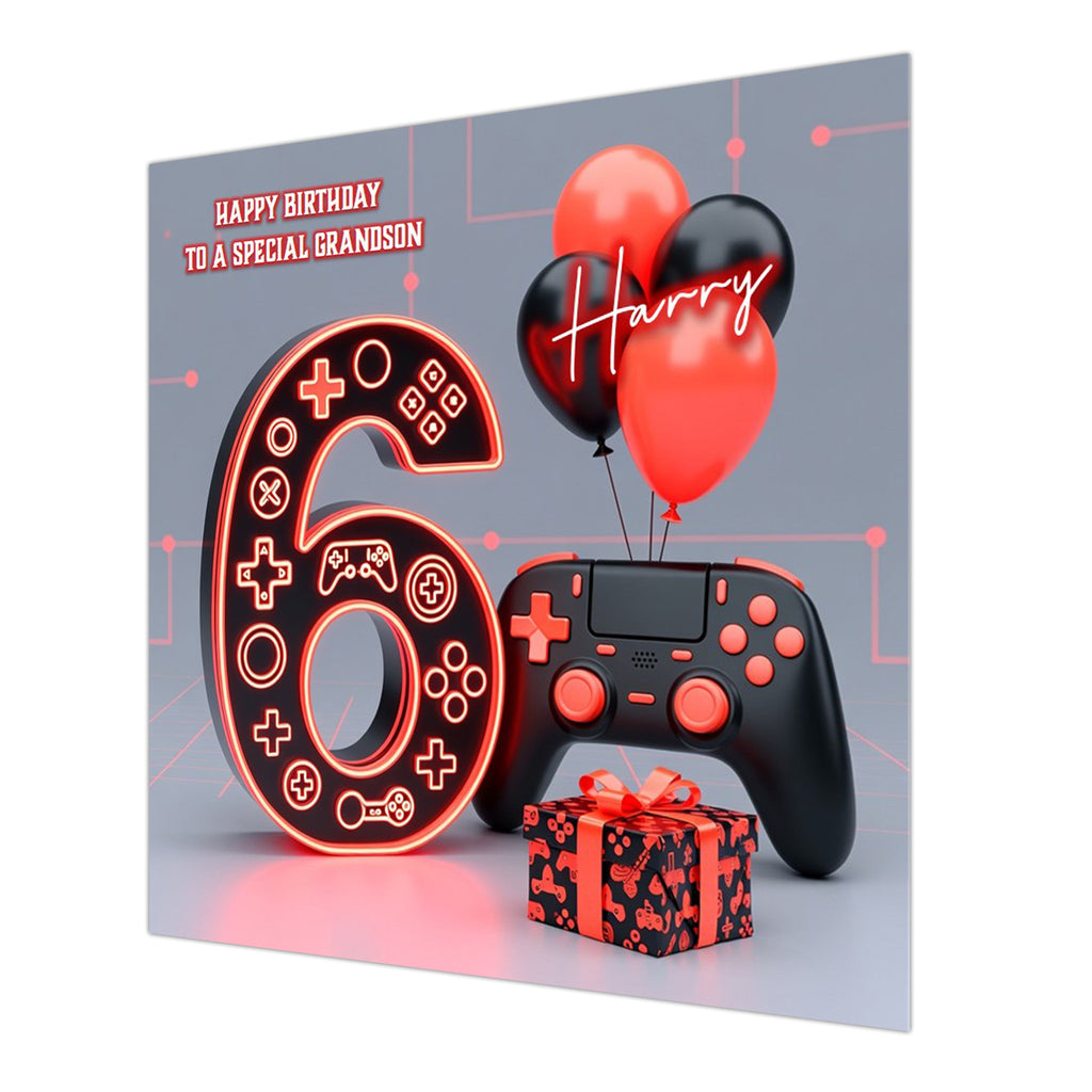 6th Gamer Birthday Card For Boys, Grandson, Son, Nephew, Brother, Gaming, Personalised