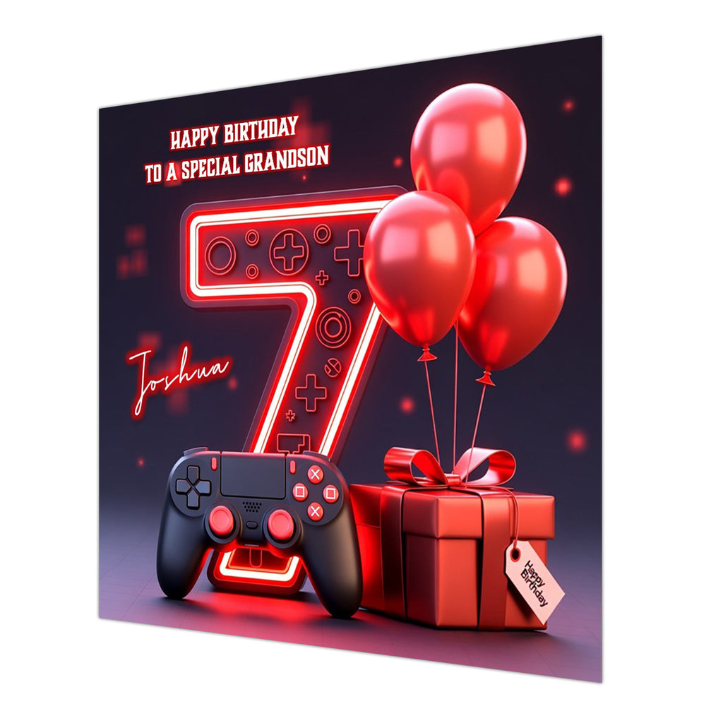 7th Gamer Birthday Card For Boys, Grandson, Son, Nephew, Brother, Gaming, Personalised