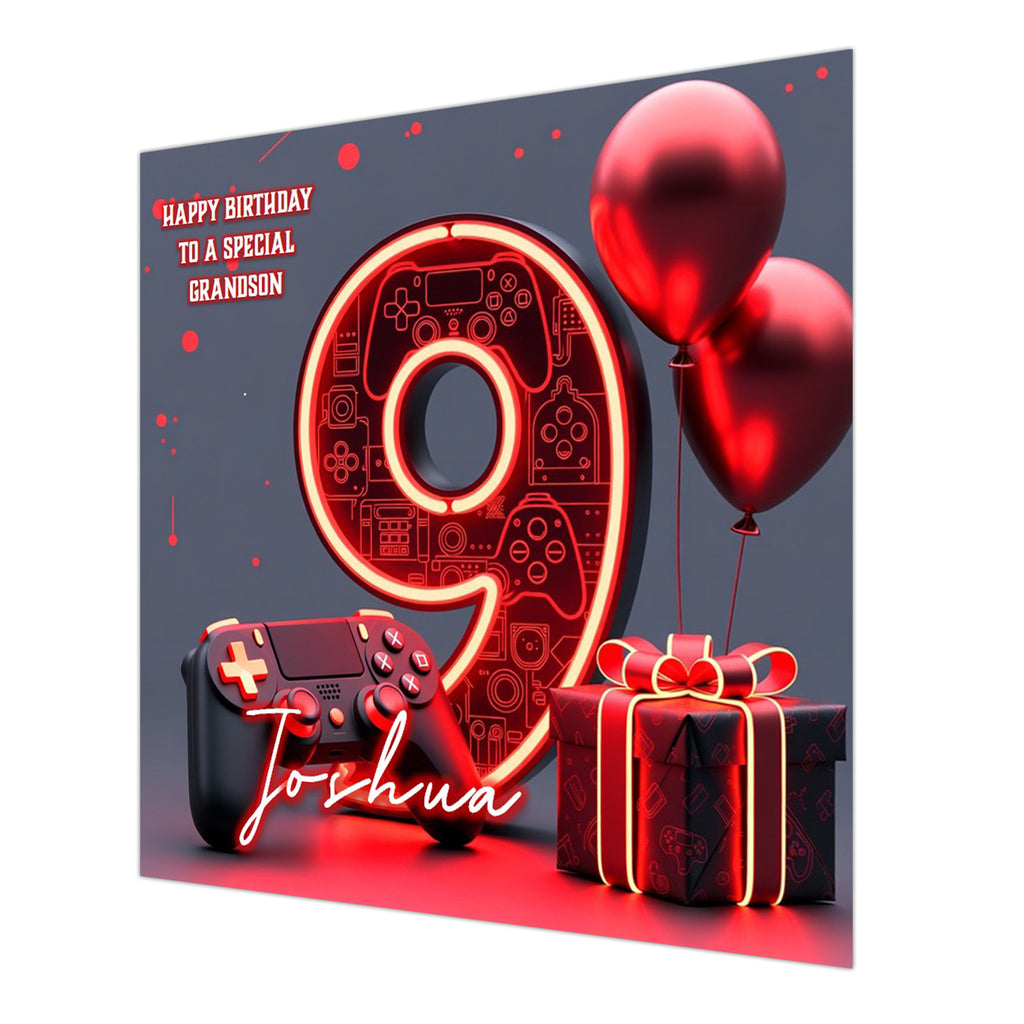 9th Gamer Birthday Card For Boys, Grandson, Son, Nephew, Brother, Gaming, Personalised