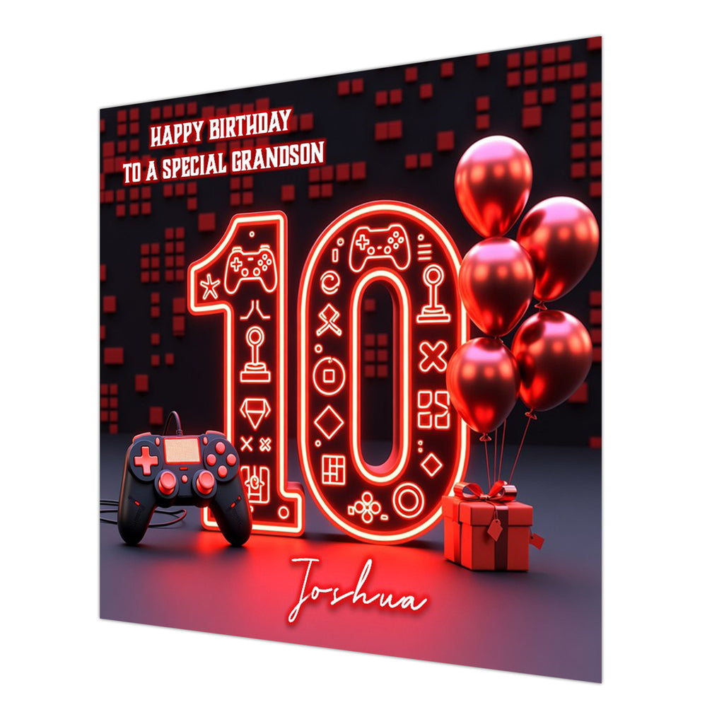 10th Gaming Birthday Card for Boys Personalised, Grandson, Son, Nephew