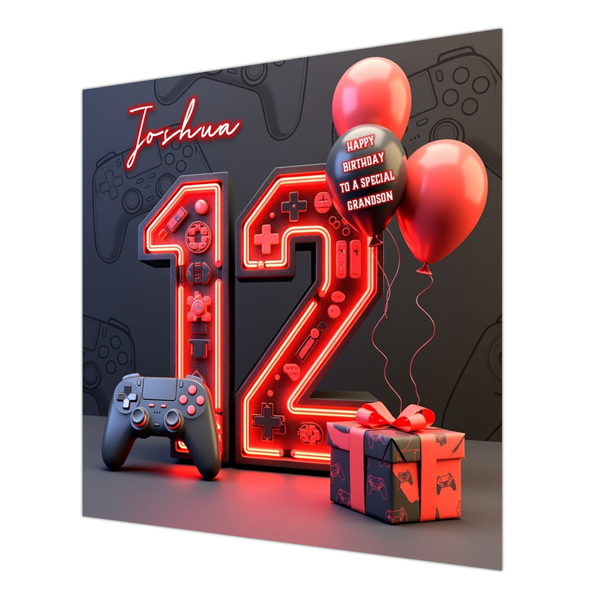 12th Gaming Birthday Card for Boys Personalised, Grandson, Son, Nephew