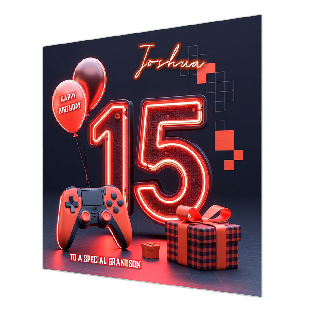 15th Gaming Birthday Card for Boys Personalised, Grandson, Son, Nephew