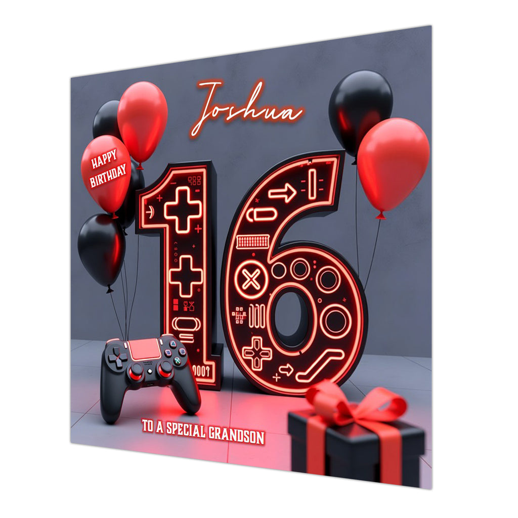 16th Gaming Birthday Card for Boys Personalised, Grandson, Son, Nephew