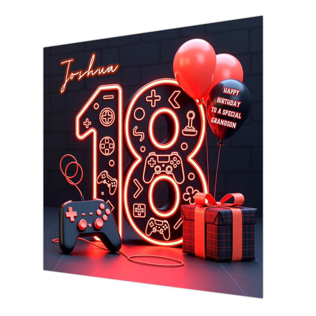 18th Gaming Birthday Card for Boys Personalised, Grandson, Son, Nephew