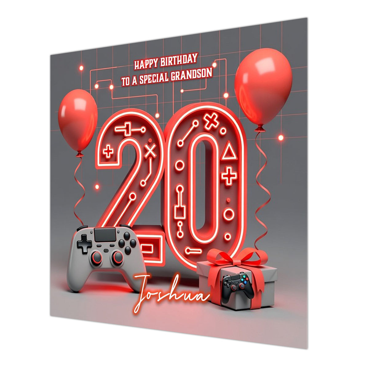 20th Gaming Birthday Card for Boys Personalised, Grandson, Son, Nephew