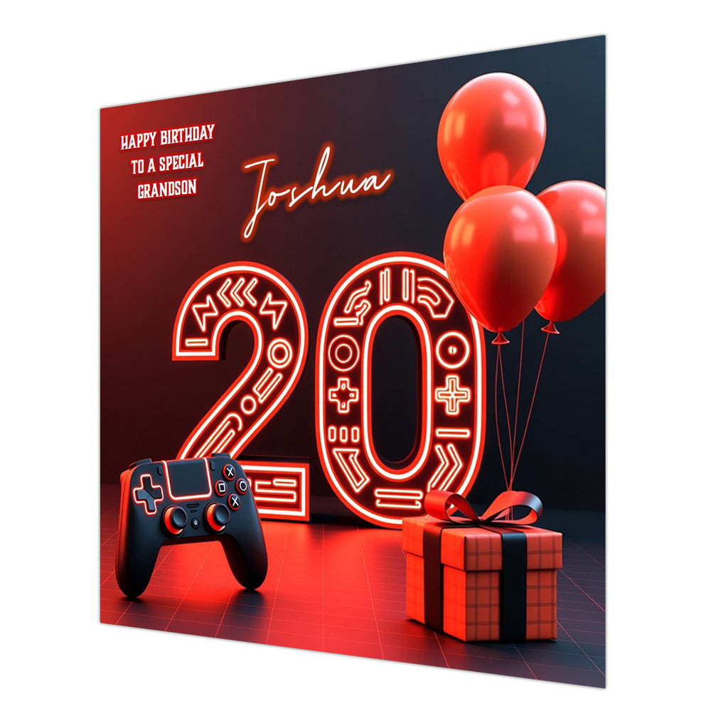 20th Gaming Birthday Card For Boys, Son, Godson, Grandson, Nephew, Gamer, Personalised