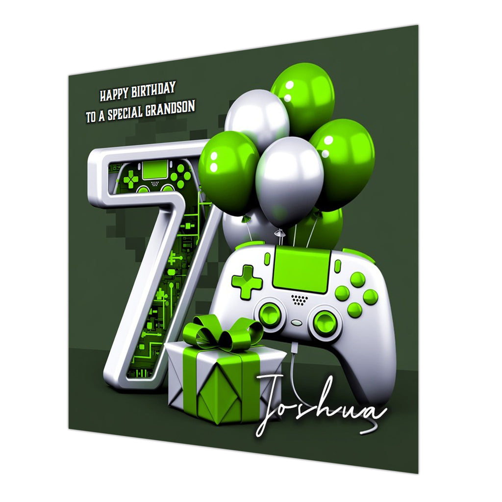 7th Gaming Birthday Card for Boys Personalised, Grandson, Son, Nephew