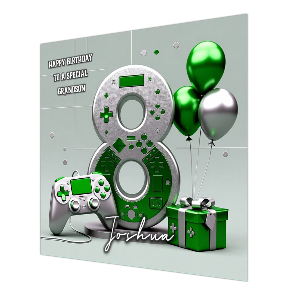 8th Gaming Birthday Card for Boys Personalised, Grandson, Son, Nephew