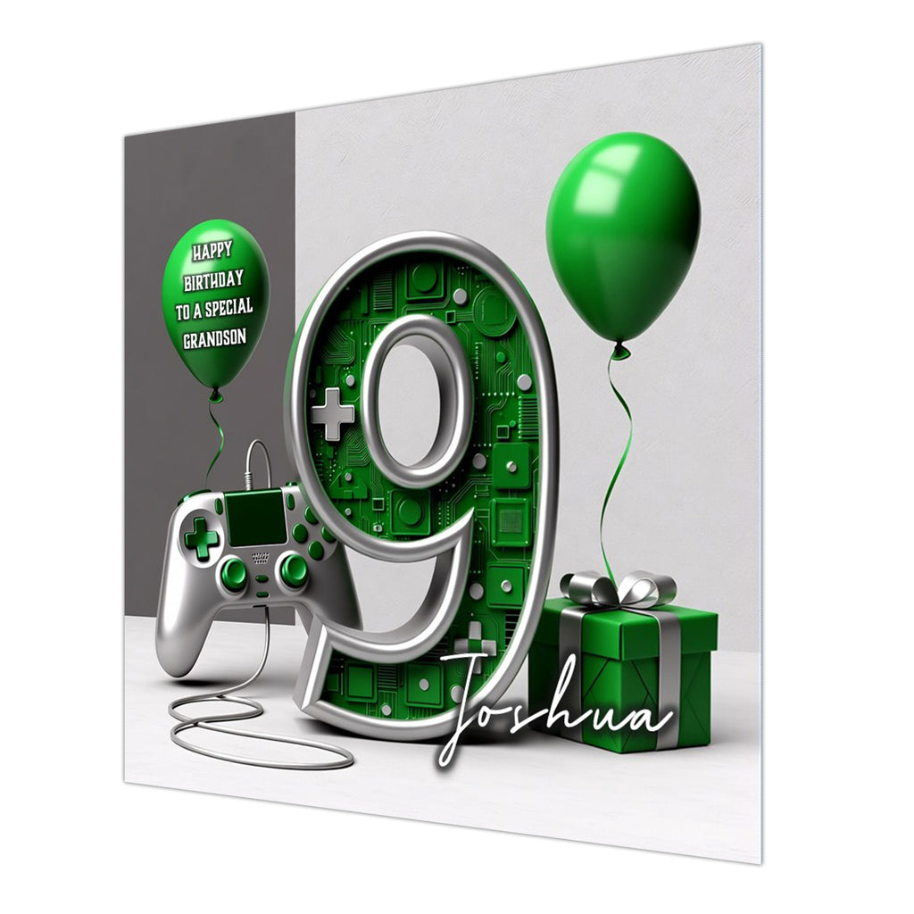 9th Gaming Birthday Card for Boys Personalised, Grandson, Son, Nephew