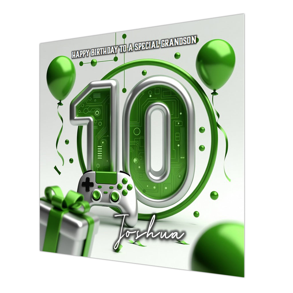 10th Gaming Birthday Card for Boys Personalised, Grandson, Son, Nephew