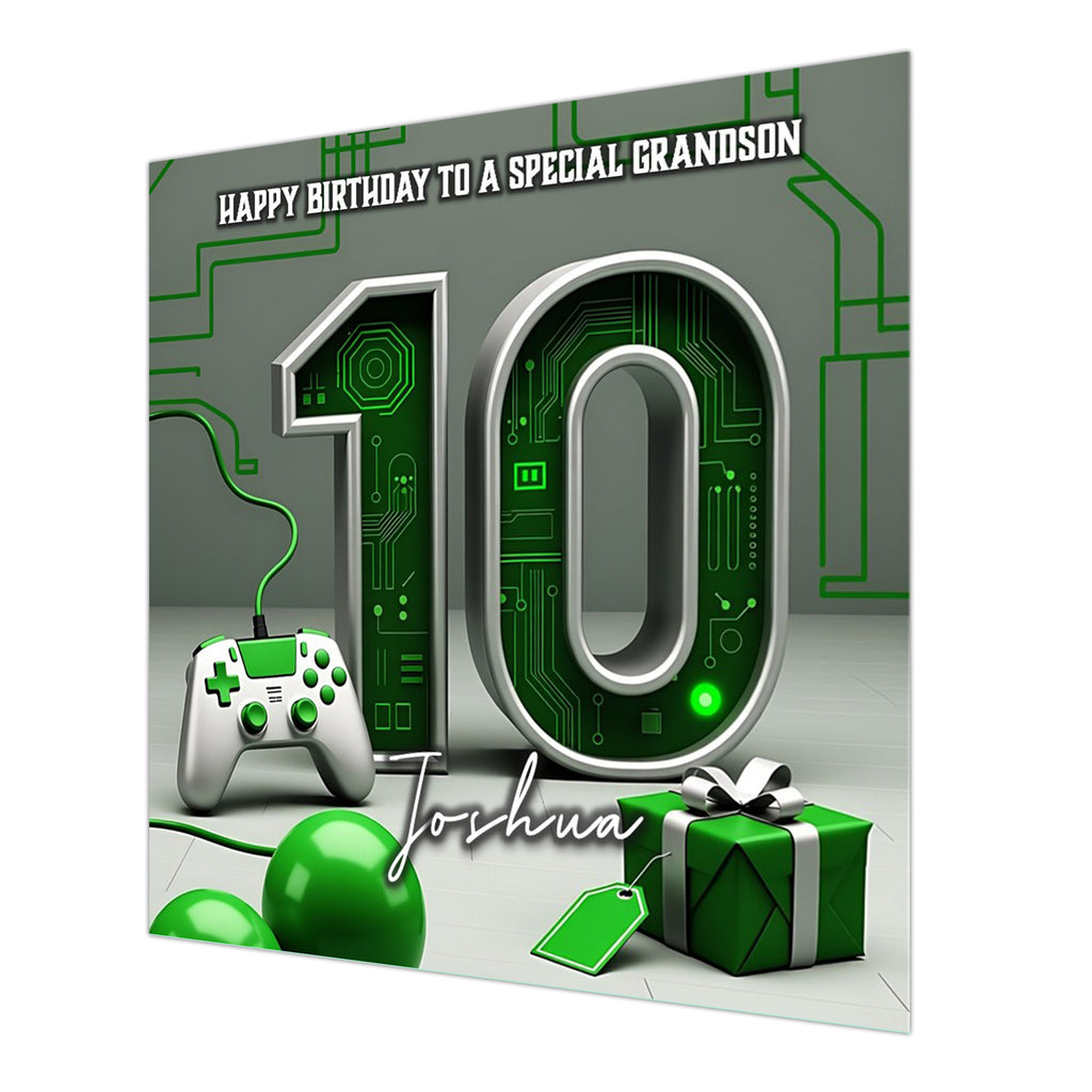 10th Gamer Birthday Card For Boys, Grandson, Son, Nephew, Brother, Gaming, Personalised
