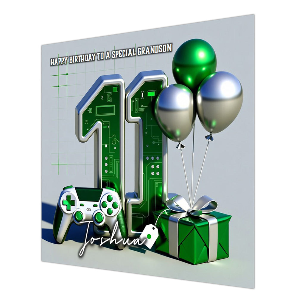 11th Gaming Birthday Card for Boys Personalised, Grandson, Son, Nephew