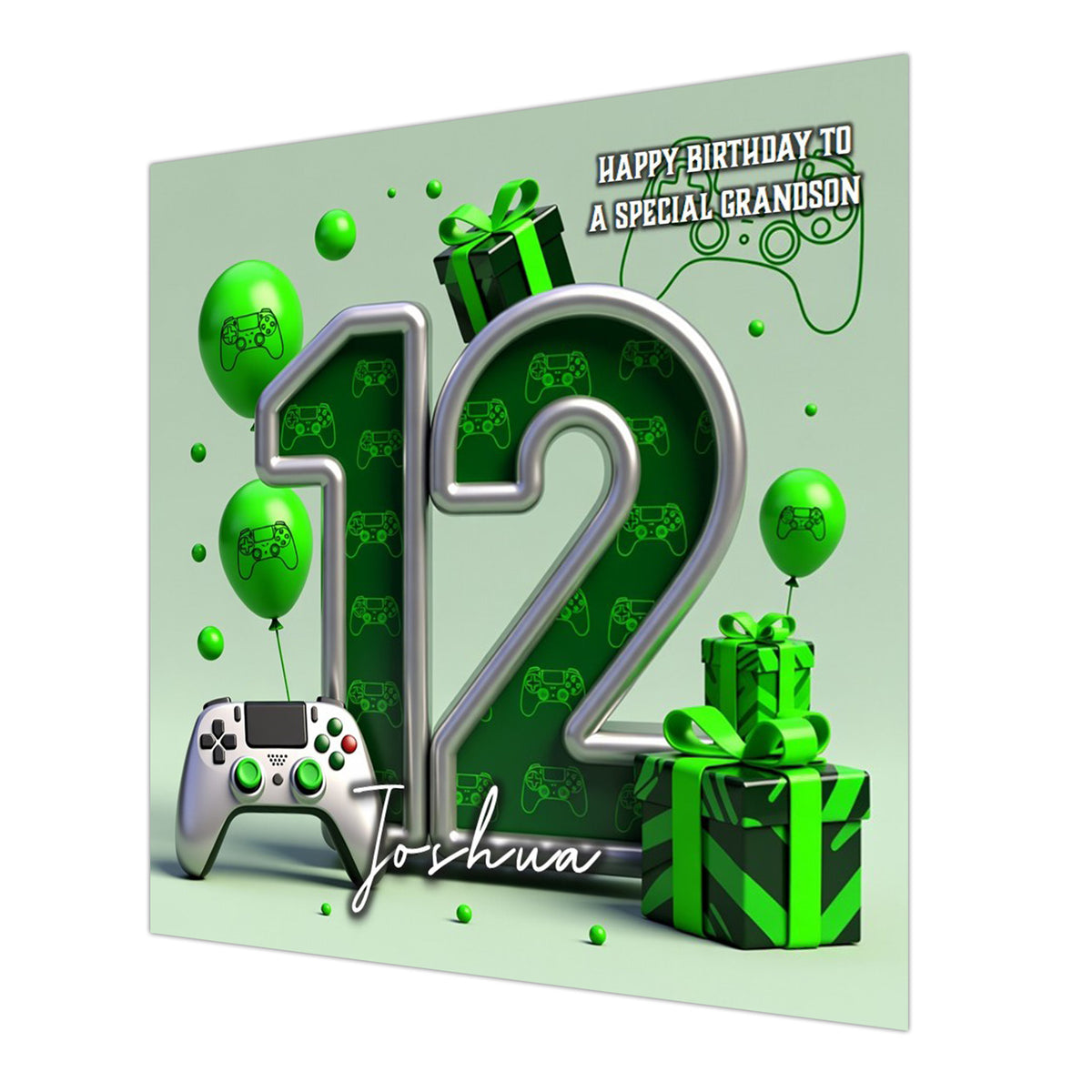 12th Gaming Birthday Card for Boys Personalised, Grandson, Son, Nephew