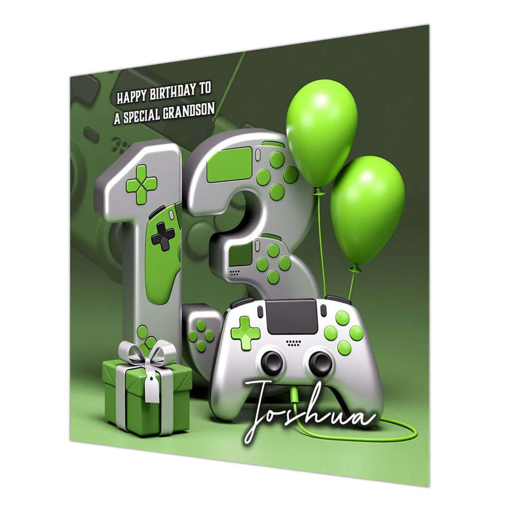 13th Gaming Birthday Card for Boys Personalised, Grandson, Son, Teenager