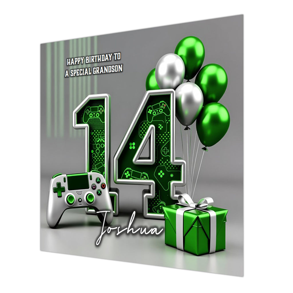 14th Gaming Birthday Card for Boys Personalised, Grandson, Son, Teenager