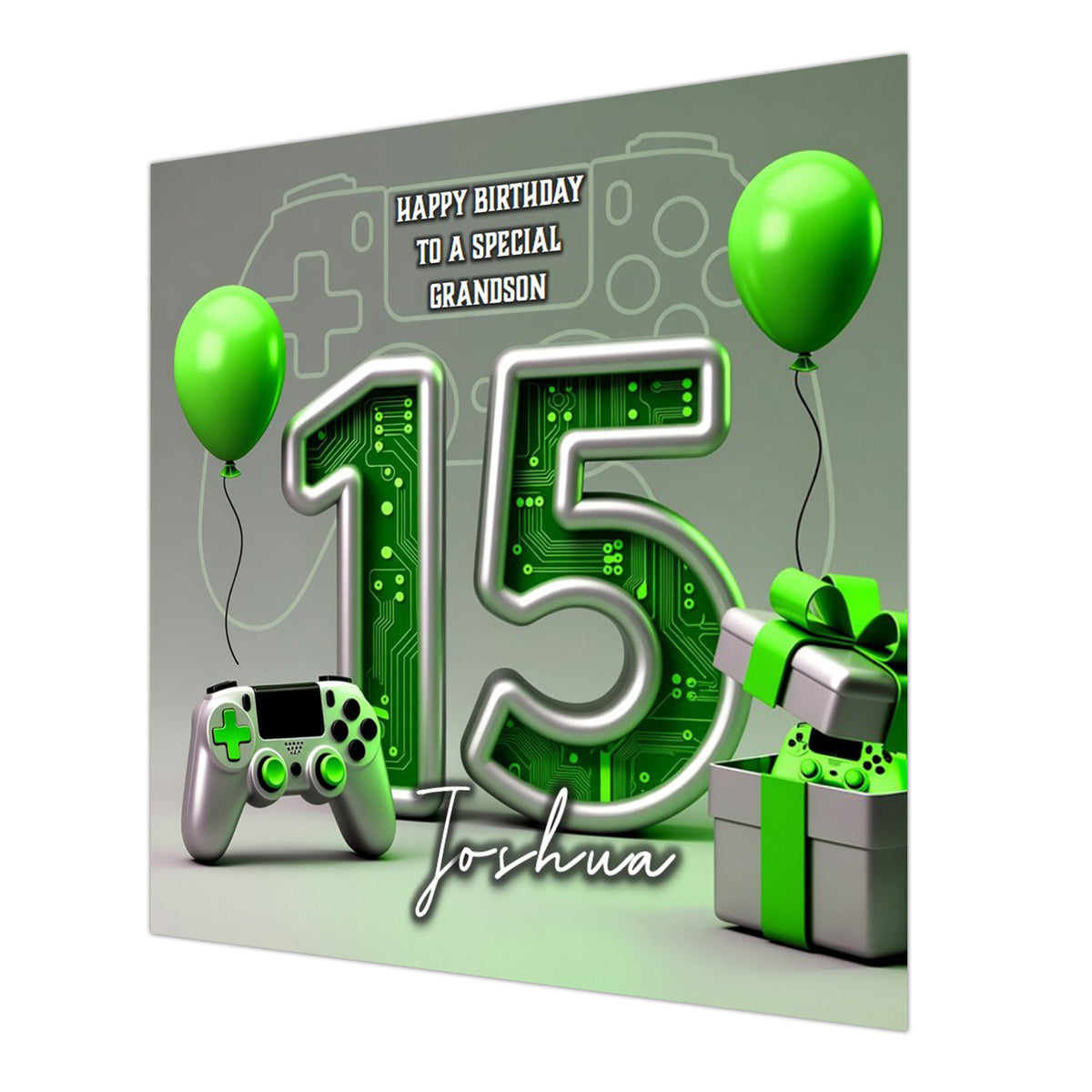 15th Gaming Birthday Card for Boys Personalised, Grandson, Son, Teenager