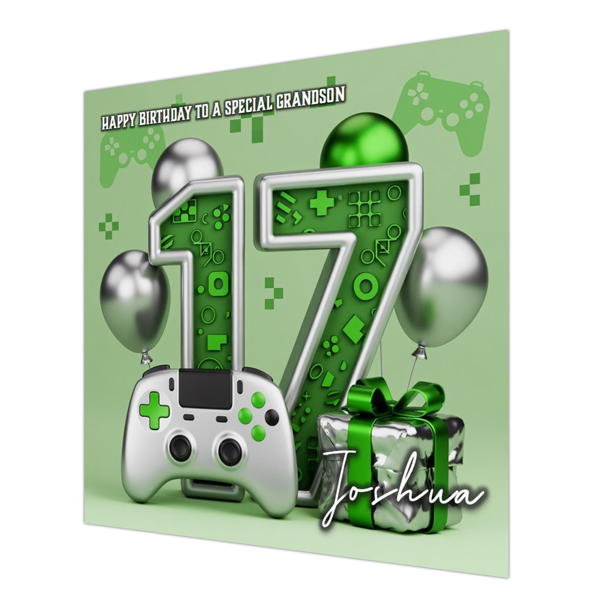 17th Gaming Birthday Card for Boys Personalised, Grandson, Son, Teenager