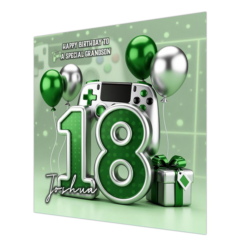 18th Gamer Birthday Card For Boys, Grandson, Son, Nephew, Brother, Gaming, Personalised