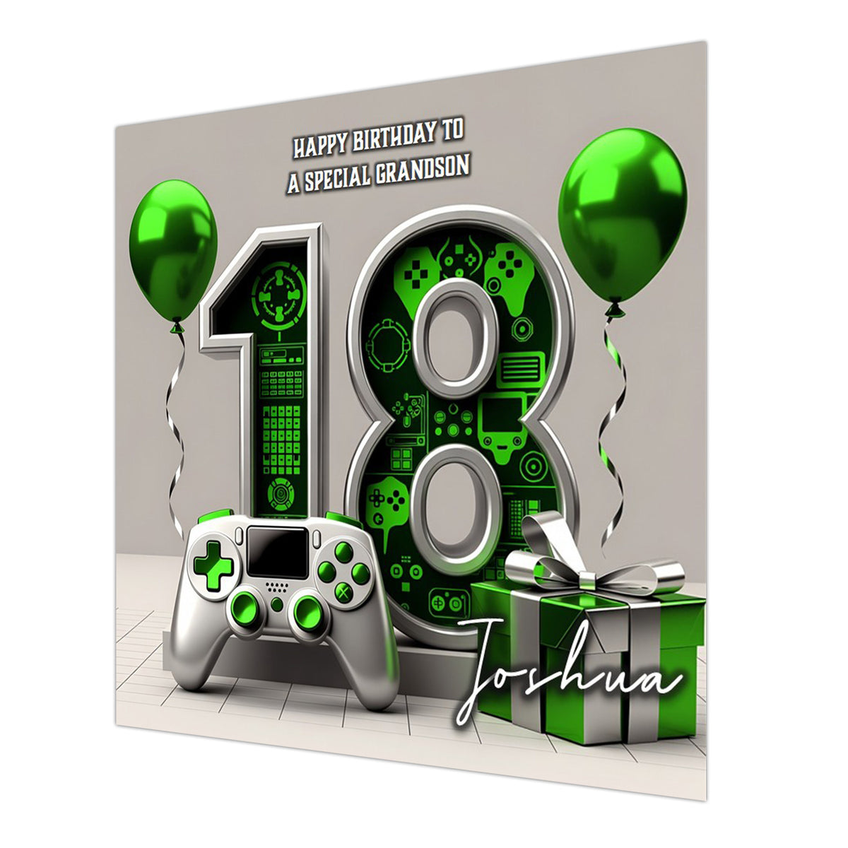 18th Gaming Birthday Card for Boys Personalised, Grandson, Son, Teenager