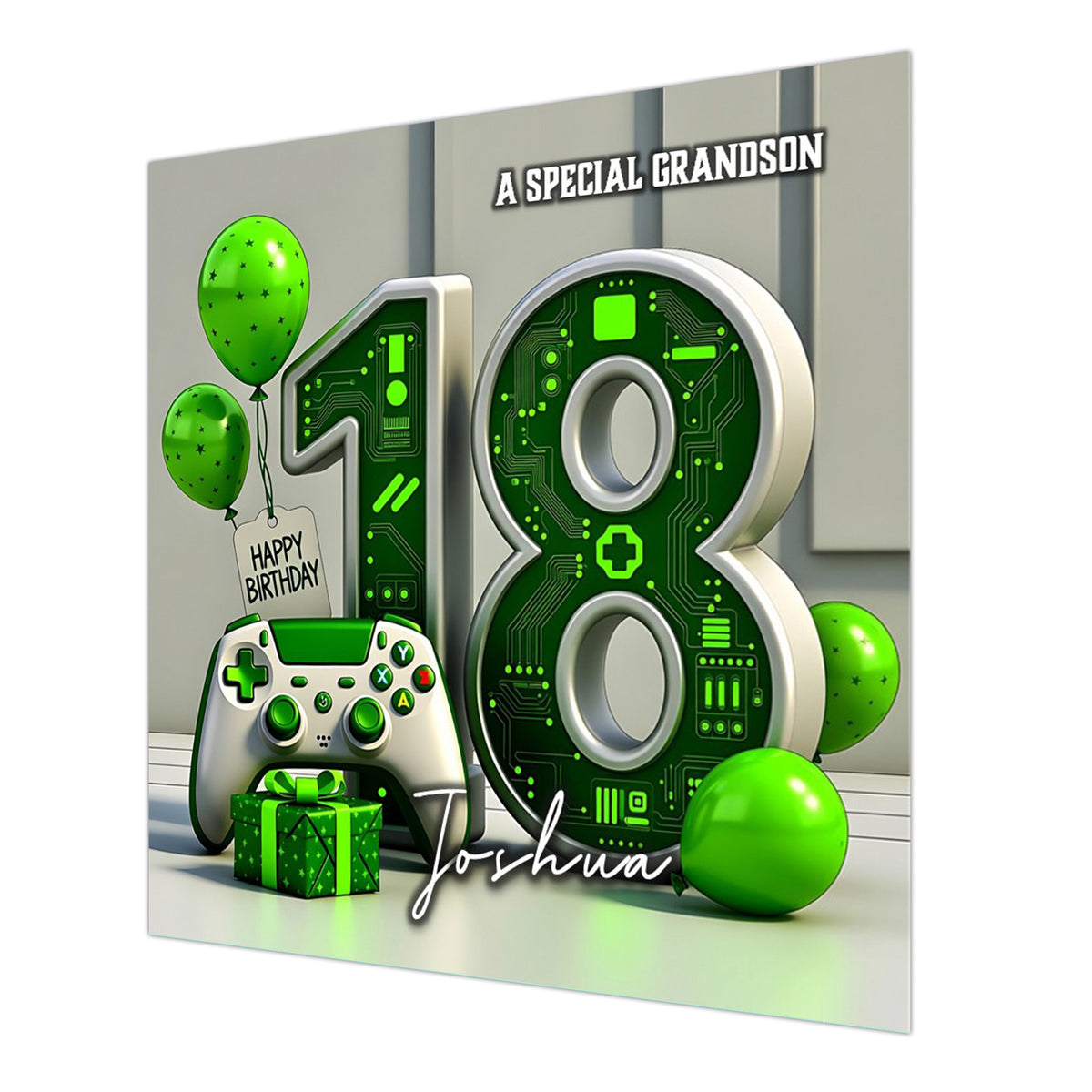 18th Gaming Birthday Card for Boys Personalised, Grandson, Son, Teenager