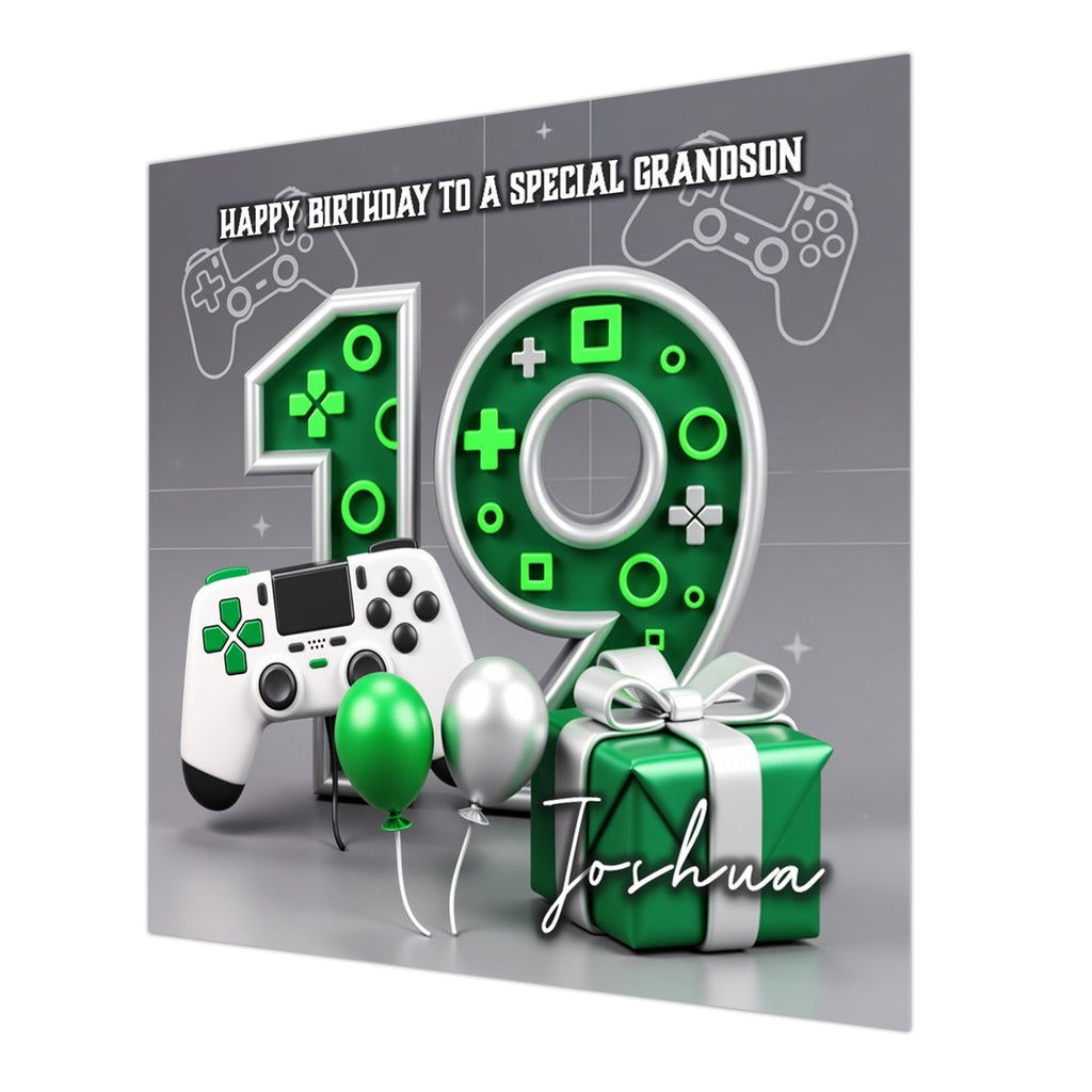 19th Gaming Birthday Card for Boys Personalised, Grandson, Son, Teenager
