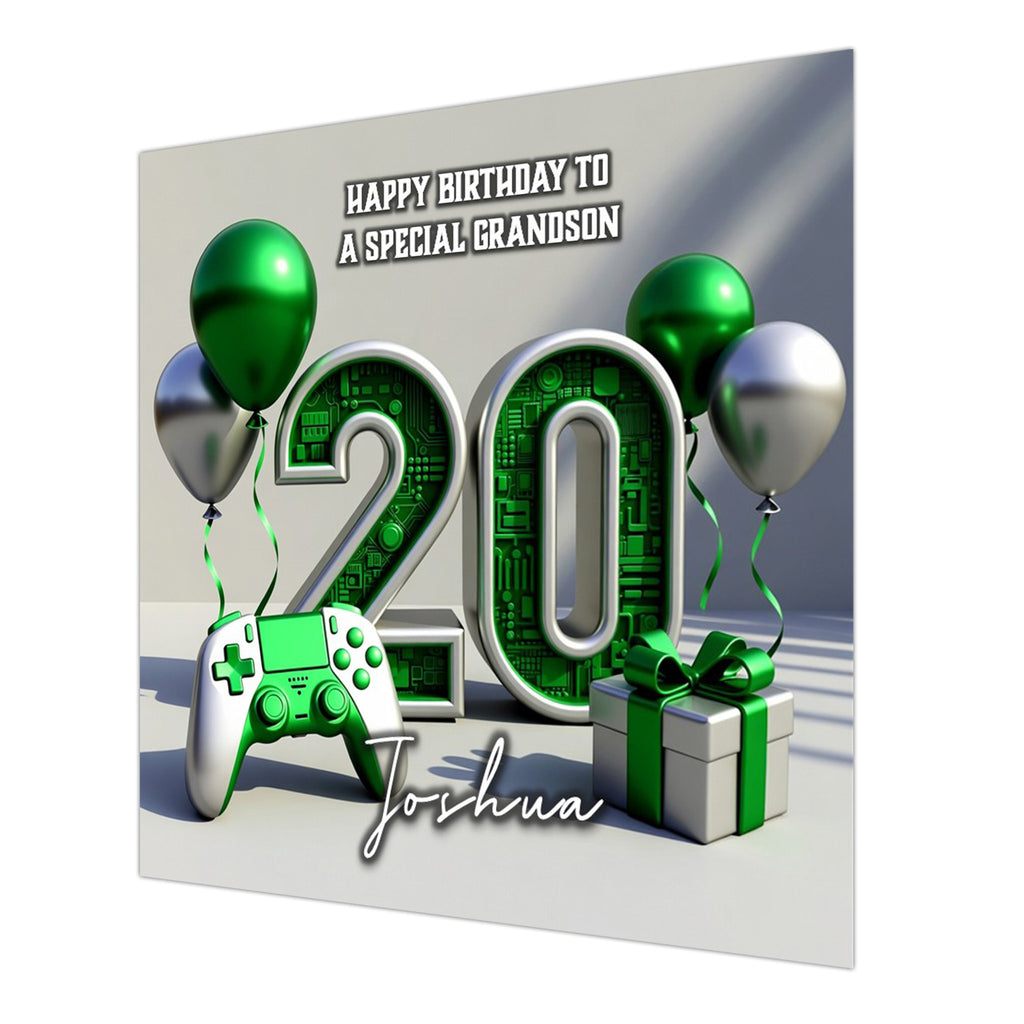 20th Gamer Birthday Card For Boys, Grandson, Son, Nephew, Brother, Gaming, Personalised