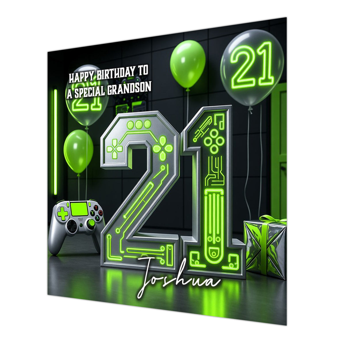 21st Gaming Birthday Card for Boys Personalised, Grandson, Son, Nephew