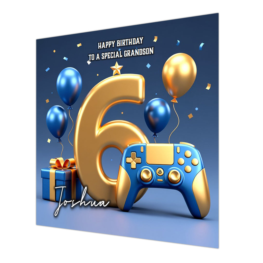 6th Gaming Birthday Card for Boys Personalised, Grandson, Son, Nephew