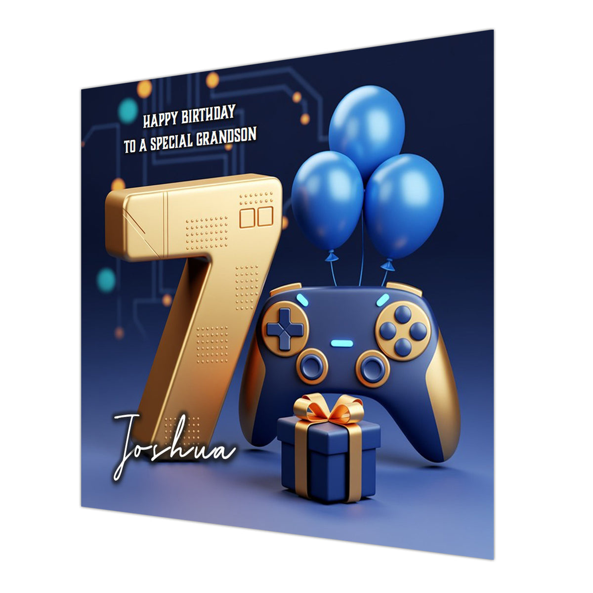 7th Gaming Birthday Card for Boys Personalised, Grandson, Son, Nephew
