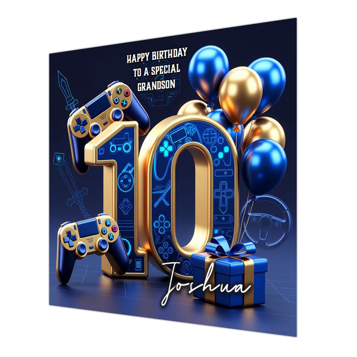 10th Gaming Birthday Card for Boys Personalised, Grandson, Son, Nephew