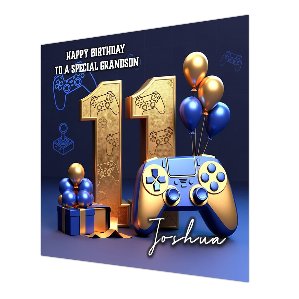 11th Gaming Birthday Card for Boys Personalised, Grandson, Son, Nephew