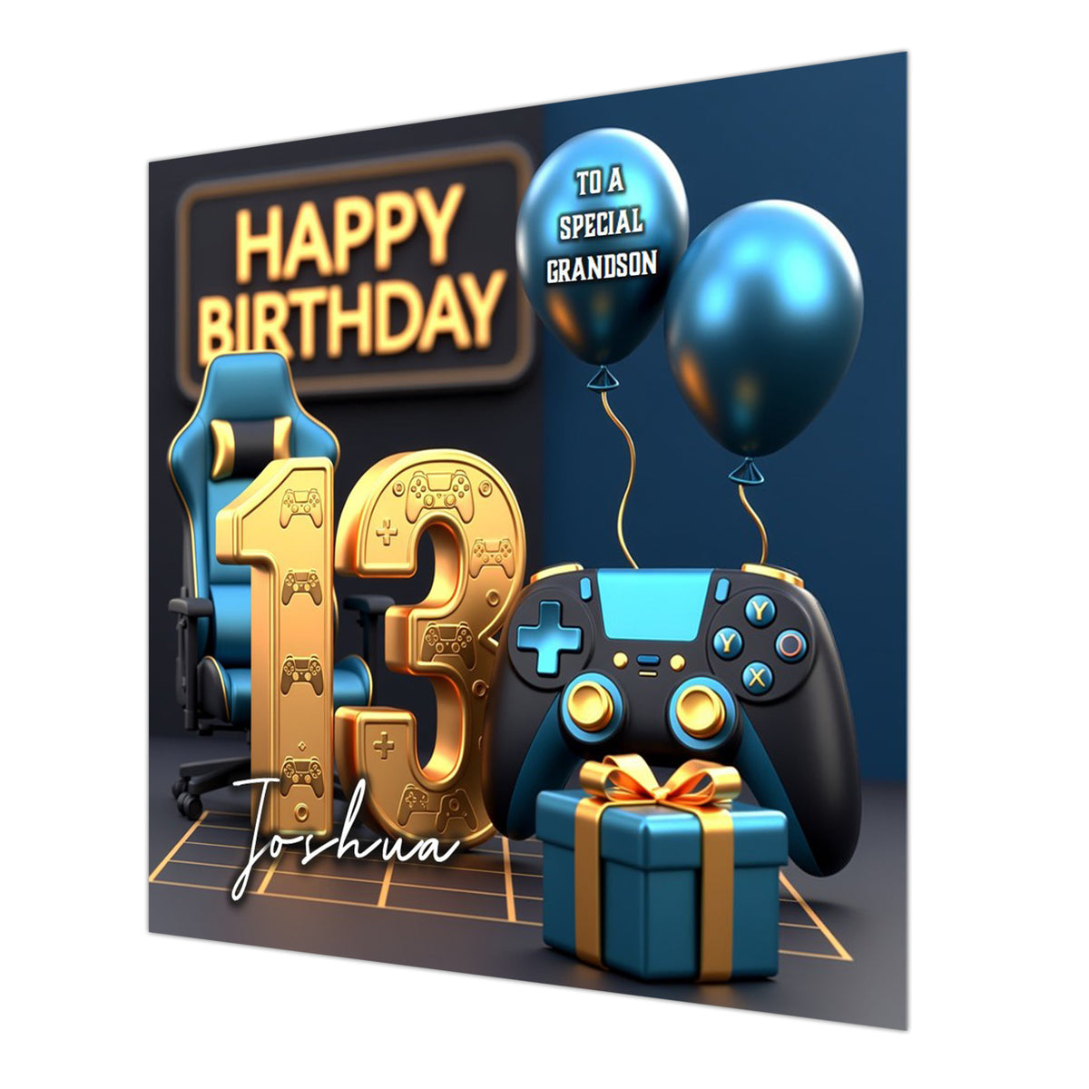 13th Gaming Birthday Card for Boys Personalised, Grandson, Son, Nephew