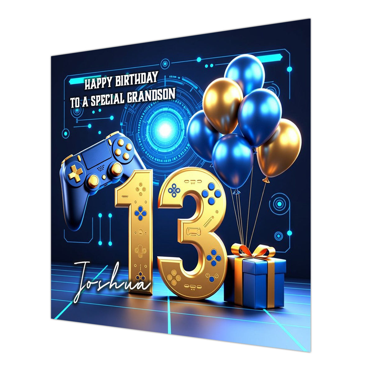13th Gaming Birthday Card for Boys Personalised, Grandson, Son, Nephew