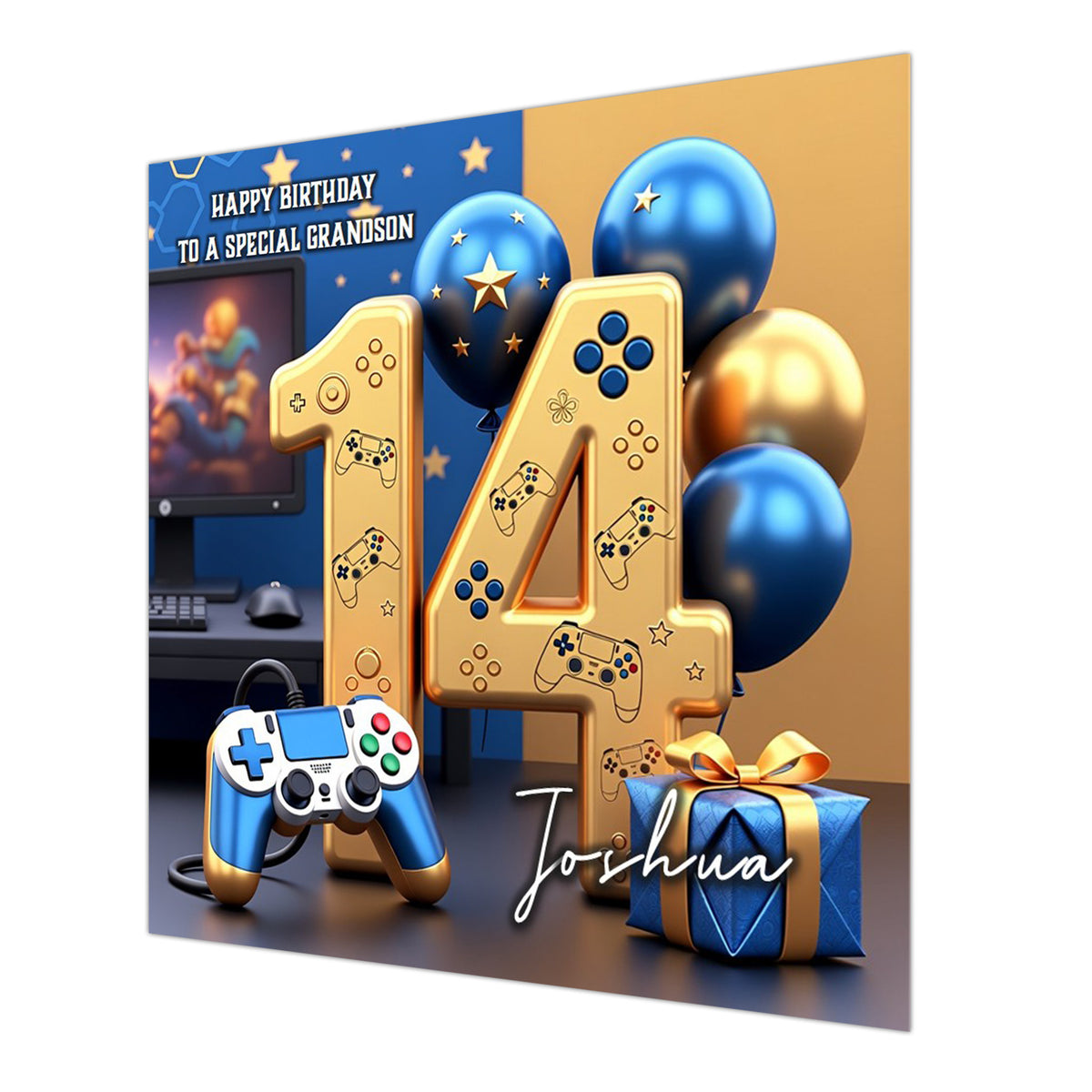 14th Gaming Birthday Card for Boys Personalised, Grandson, Son, Nephew
