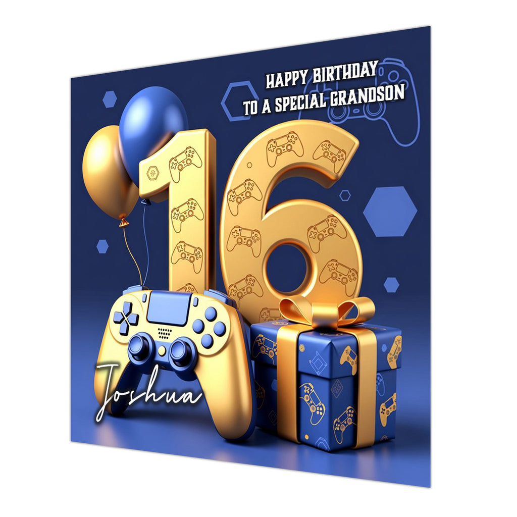 16th Gaming Birthday Card for Boys Personalised, Grandson, Son, Nephew