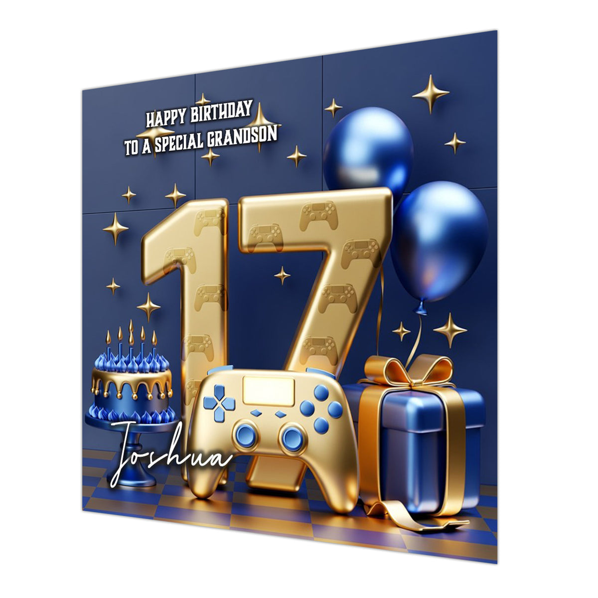 17th Gaming Birthday Card for Boys Personalised, Grandson, Son, Nephew
