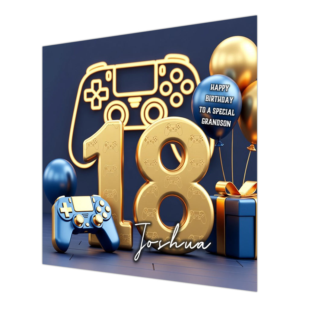 18th Gaming Birthday Card for Boys Personalised, Grandson, Son, Nephew