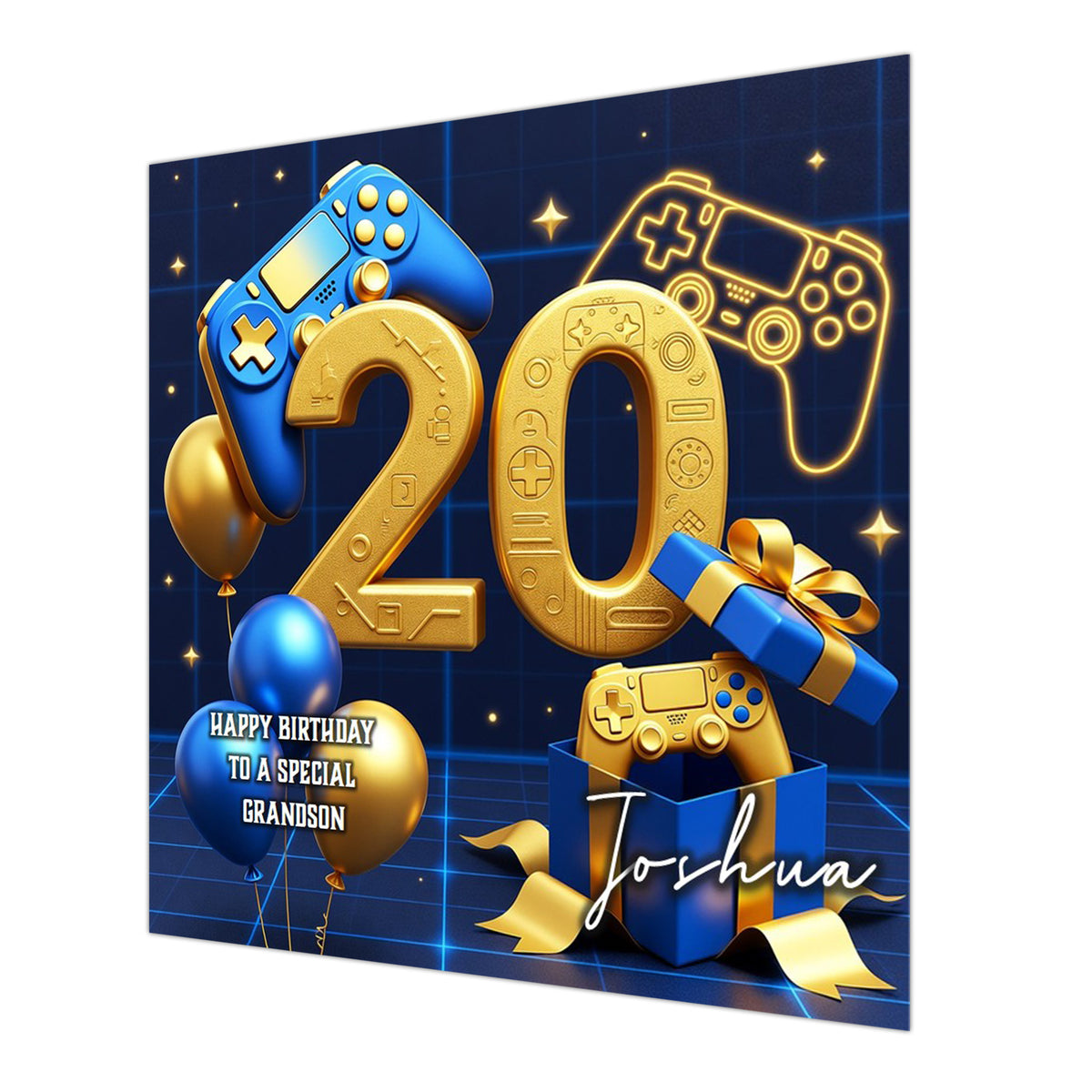 20th Gaming Birthday Card for Boys Personalised, Grandson, Son, Nephew