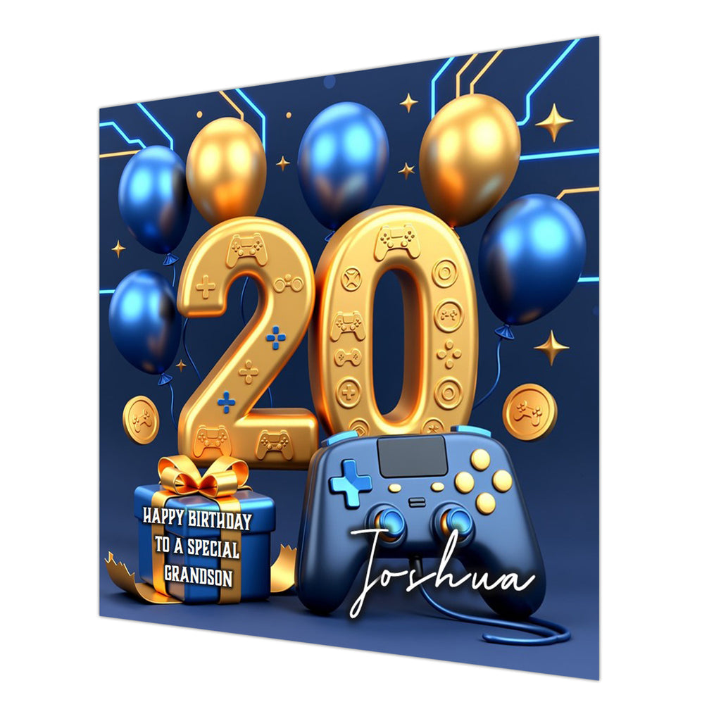 20th Gamer Birthday Card For Boys, Grandson, Son, Nephew, Brother, Gaming, Personalised