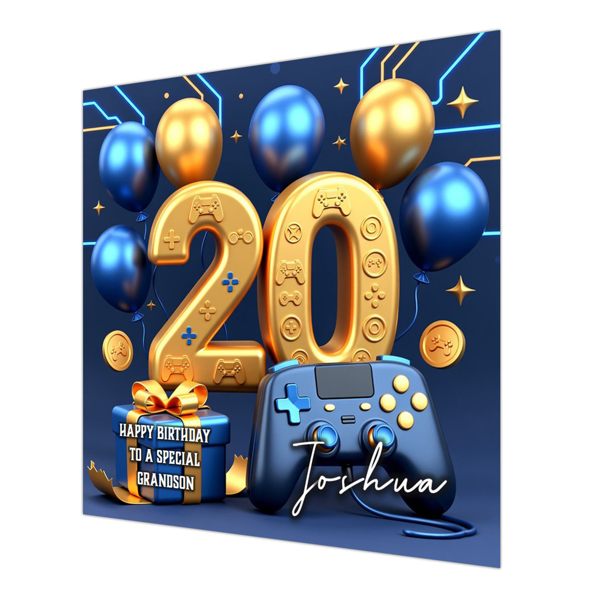 20th Gamer Birthday Card For Boys, Grandson, Son, Nephew, Brother, Gaming, Personalised