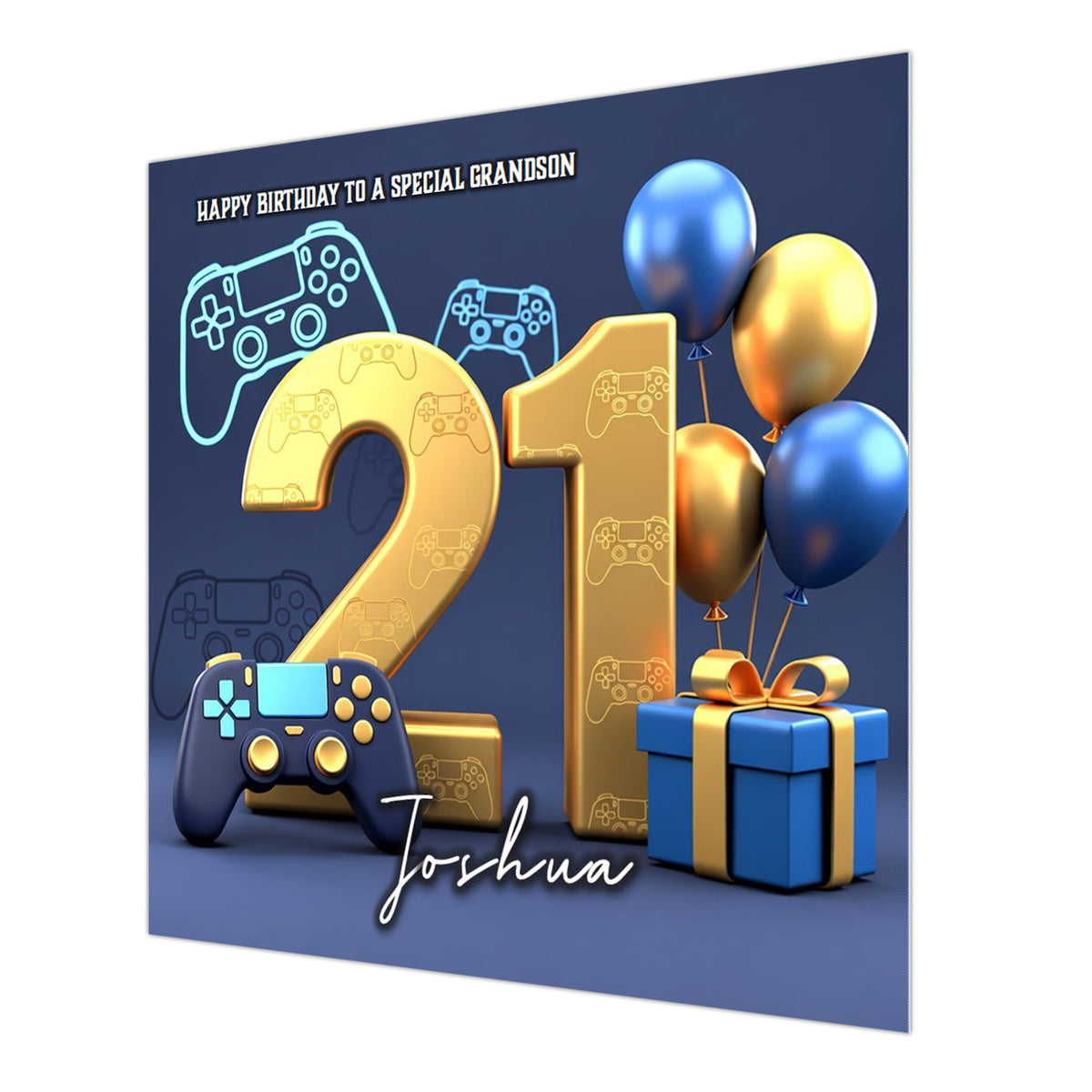 21st Gamer Birthday Card For Boys, Grandson, Son, Nephew, Brother, Gaming, Personalised